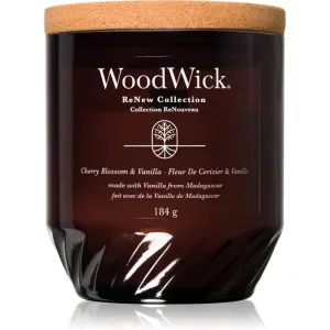 Woodwick Cherry Blossom & Vanilla scented candle with wooden wick 184 g