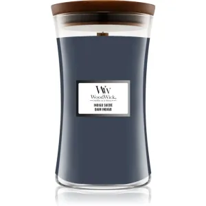 Woodwick Indigo Suede scented candle with wooden wick 610 g