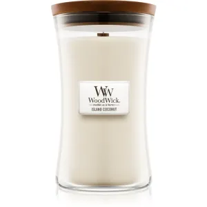 Woodwick Island Coconut scented candle with wooden wick 609.5 g