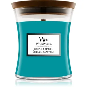 Woodwick Juniper & Spruce scented candle with wooden wick 275 g