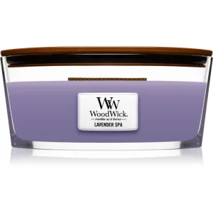 Woodwick Lavender Spa scented candle with wooden wick (hearthwick) 453 g