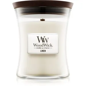 Woodwick Linen scented candle with wooden wick 275 g