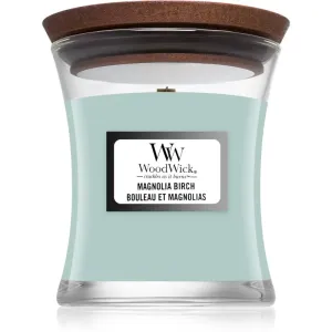 Woodwick Magnolia Birch scented candle with wooden wick 85 g