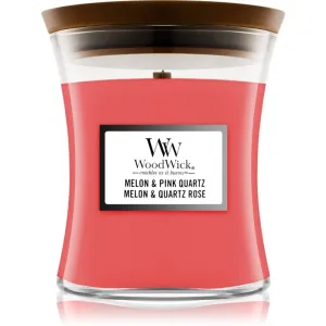 Woodwick Melon & Pink Quarz scented candle with wooden wick 275 g