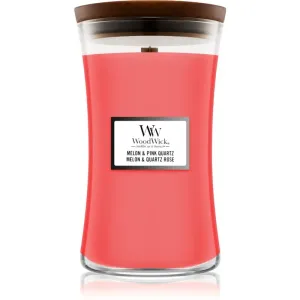 Woodwick Melon & Pink Quarz scented candle with wooden wick 609,5 g