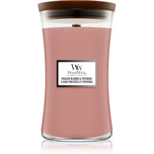 Woodwick Pressed Blooms & Patchouli scented candle with wooden wick 609,5 g