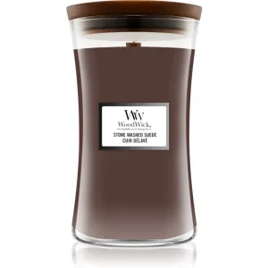Woodwick Stone Washed Suede scented candle with wooden wick 609.5 g