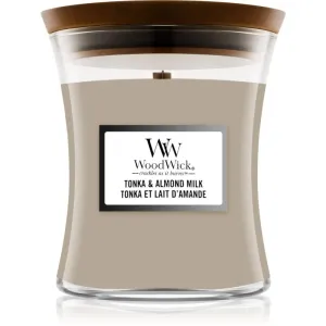 Woodwick Tonka & Almond Milk scented candle Wooden Wick 275 g