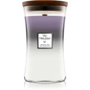 Woodwick Trilogy Amethyst Sky scented candle with wooden wick 609,5 g
