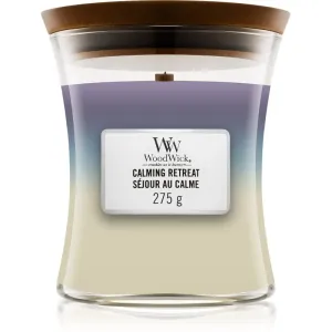 Woodwick Trilogy Calming Retreat scented candle with wooden wick 275 g