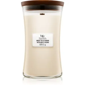 Woodwick White Tea & Jasmine scented candle with wooden wick 609.5 g