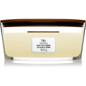 Woodwick White Tea & Jasmine scented candle with wooden wick (hearthwick) 453.6 g