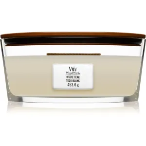 Woodwick White Teak scented candle with wooden wick (hearthwick) 453.6 g