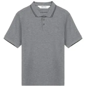 Z Zegna Men's Stretch Cotton Short-sleeve Polo Grey S