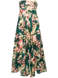 ZIMMERMANN - Floral Print Linen Bandeau Midi Dress #1775427