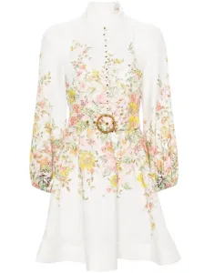 ZIMMERMANN - Floral Print Linen Buttoned Mini Dress #1813816