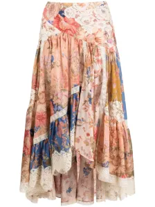 ZIMMERMANN - Floral Print Cotton Midi Skirt #1753804