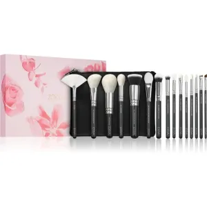 ZOEVA The Artists Brush Set Silver brush set with a pouch 15 pc