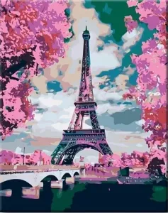 Zuty Painting by Numbers Eiffel Tower And Pink Trees #987640