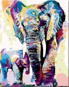 Zuty Painting by Numbers Painted Elephants #66931